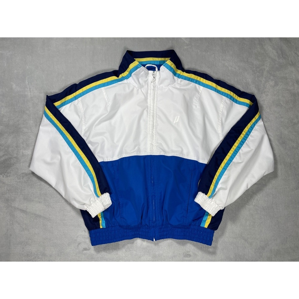 Vintage Prince Windbreaker Jacket Men M Blue White Colorblock Full Zip Track